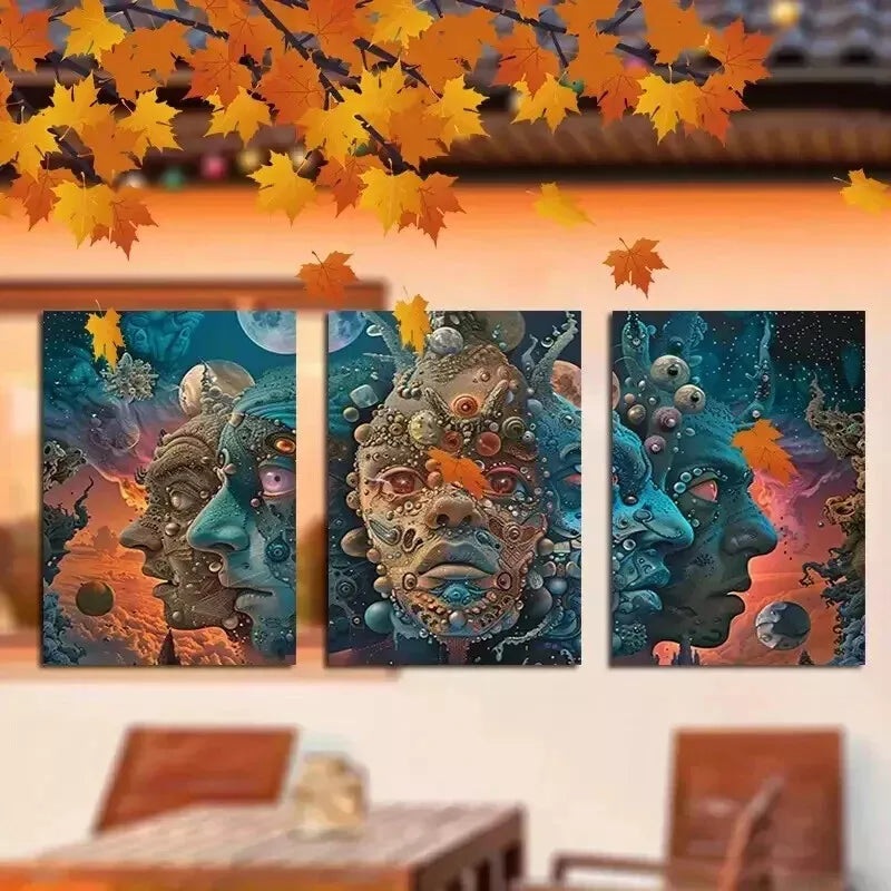 3pcs  surreal triptych  Wall Art Set Canvas Framed 50x70cm - High Quality Print 100% Australian Made Wall Canvas Ready to Hang