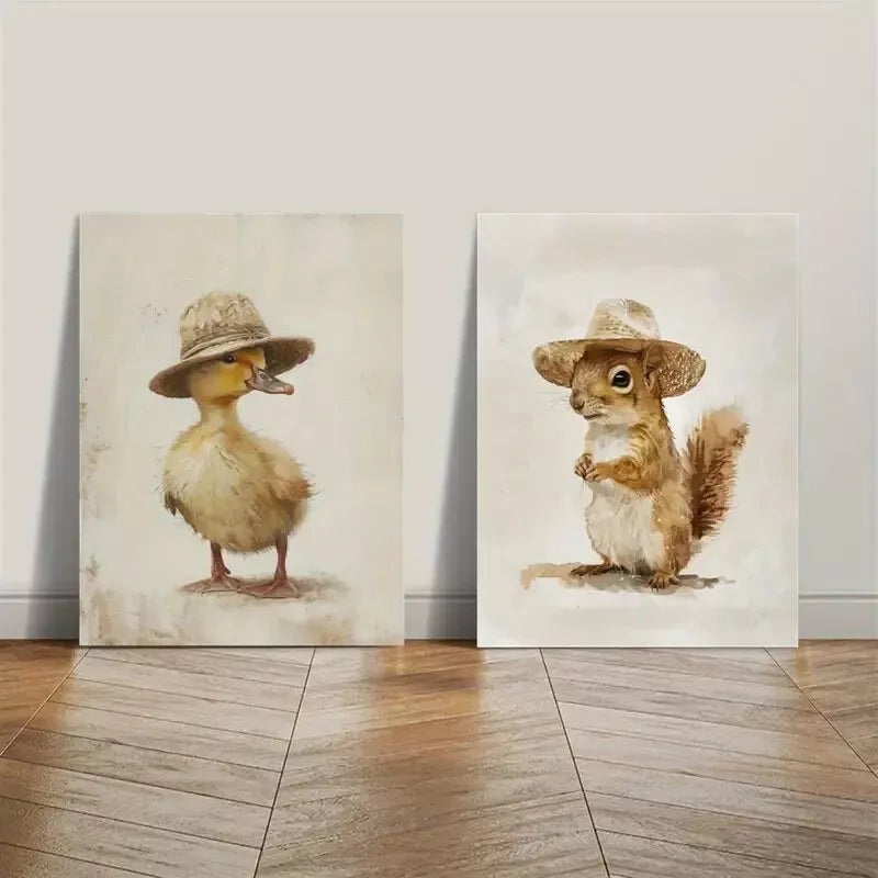2pcs Decorative Painting, Animal Art Decor, Farmhouse Canvas Framed 50x75cm - High Quality Print 100% Australian Made Wall Canvas Ready to Hang