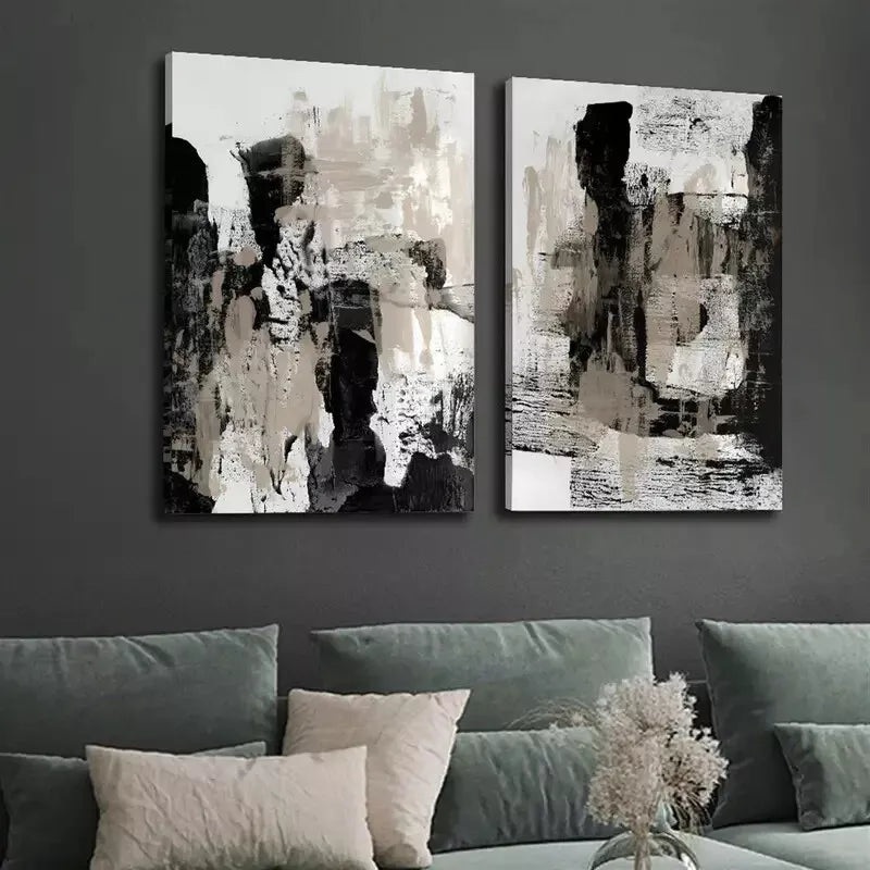 2pcs Decorative Painting, Geometric Fluid Watercolor Style Canvas Framed 50x75cm - High Quality Print 100% Australian Made Wall Canvas Ready to Hang