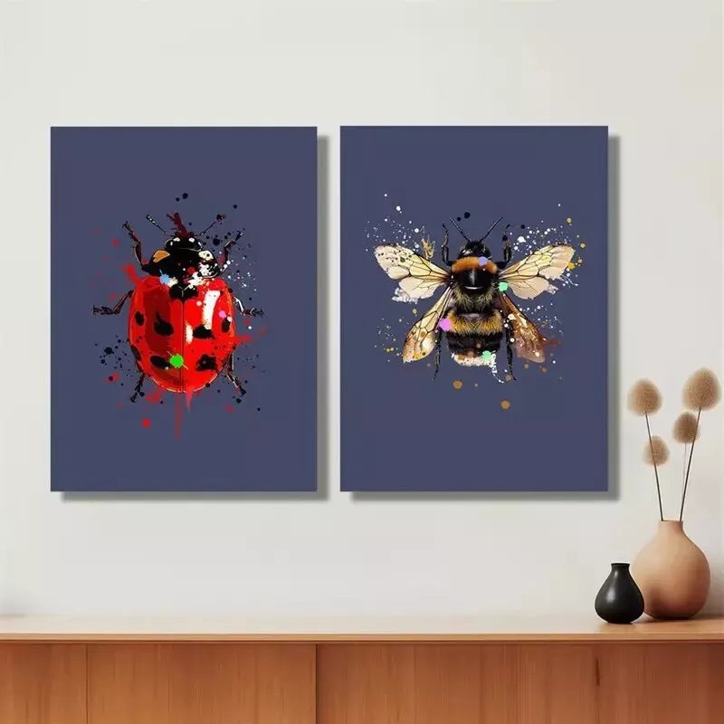 2pcs Decorative Painting, Insect Canvas Framed 50x75cm - High Quality Print 100% Australian Made Wall Canvas Ready to Hang