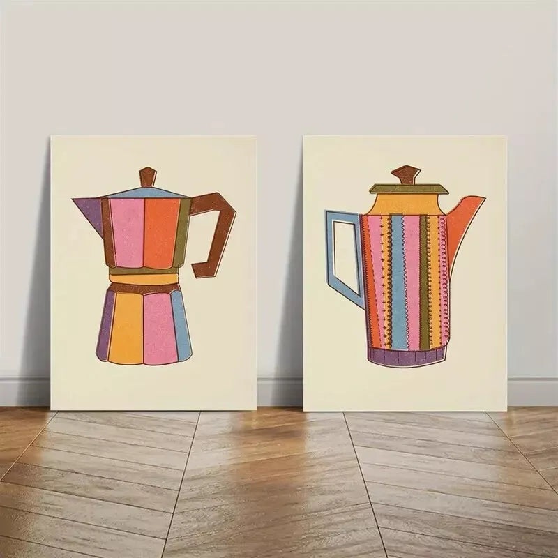 2pcs Decorative Painting, Retro Kitchen Canvas Framed 50x75cm - High Quality Print 100% Australian Made Wall Canvas Ready to Hang