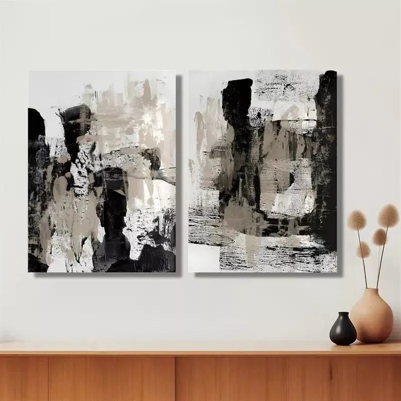2pcs Geometric Fluid Watercolor Style Canvas Framed 50x75cm - High Quality Print 100% Australian Made Wall Canvas Ready to Hang