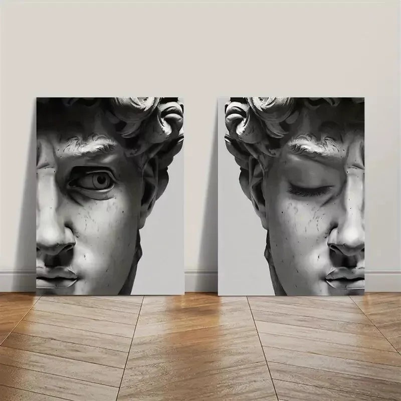2pcs Interesting Plaster Statue Decoration Painting Canvas Framed 50x75cm - High Quality Print 100% Australian Made Wall Canvas Ready to Hang