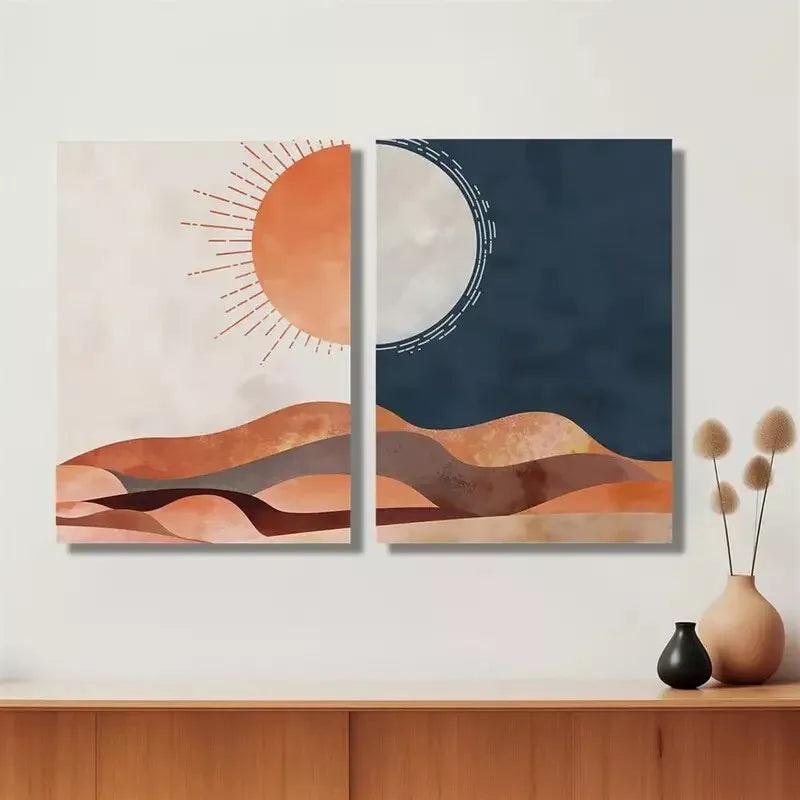 2pcs Minimalist Desert Landscape Canvas Framed 50x75cm - High Quality Print 100% Australian Made Wall Canvas Ready to Hang
