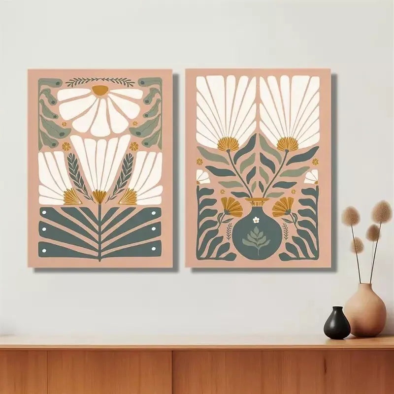 2pcs Modern Abstract Wildflower Canvas Framed 50x75cm - High Quality Print 100% Australian Made Wall Canvas Ready to Hang