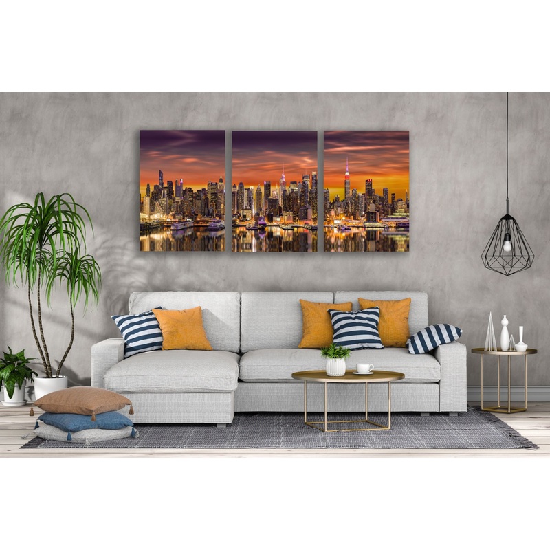 3 Set of City Night View Photograph High Quality Print 100% Australian Made Wall Canvas Ready to Hang
