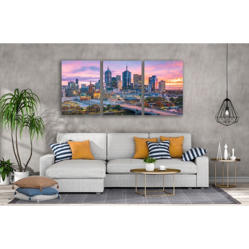 3 Set of City Sunset View Photograph High Quality Print 100% Australian Made Wall Canvas Ready to Hang