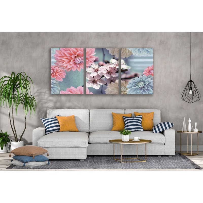 3 Set of Colorful 3D Floral Design High Quality Print 100% Australian Made Wall Canvas Ready to Hang