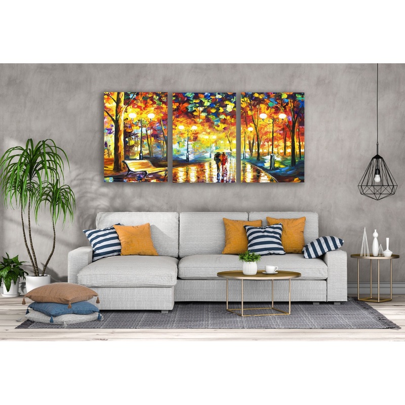 3 Set of Couple Walking on Street Oil Painting High Quality Print 100% Australian Made Wall Canvas Ready to Hang