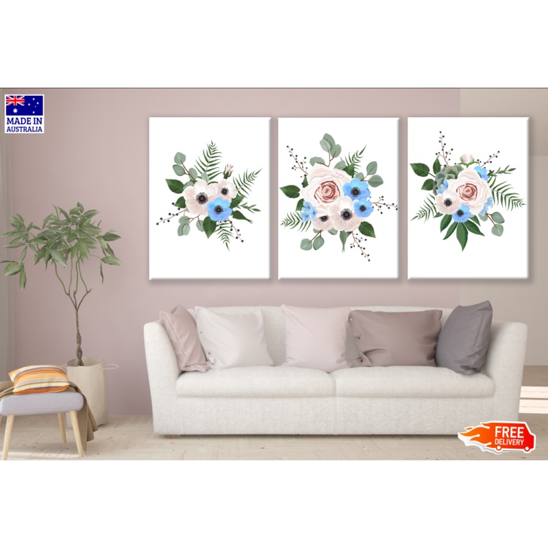 3 Set of Floral Art High Quality print 100% Australian made wall Canvas ready to hang