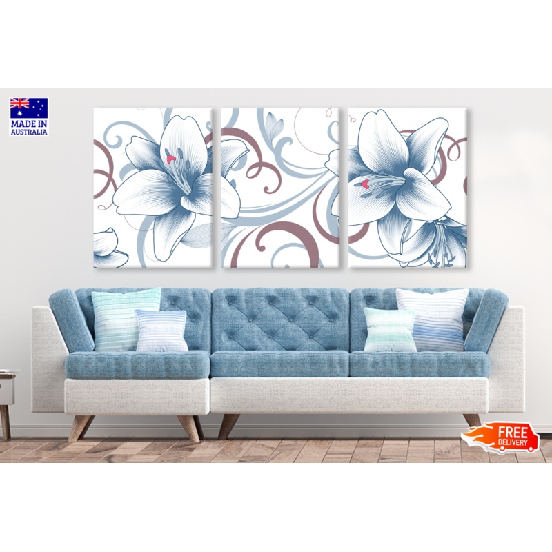 3 Set of Floral Painting High Quality print 100% Australian made wall Canvas ready to hang
