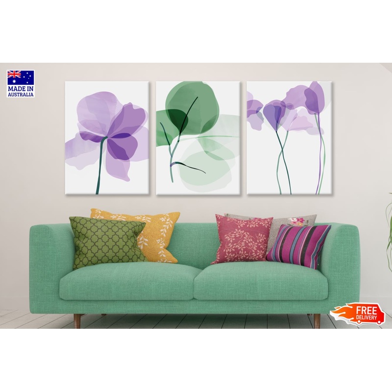 3 Set of Flowers & Leaves High Quality Print 100% Australian Made Wall Canvas Ready to Hang