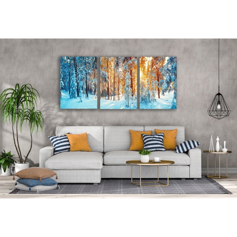 3 Set of Forest Covered with Snow Photograph High Quality Print 100% Australian Made Wall Canvas Ready to Hang