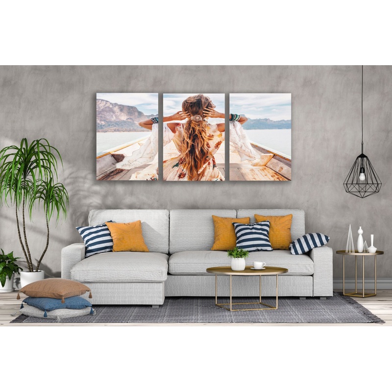 3 Set of Girl on a Boat Photograph High Quality Print 100% Australian Made Wall Canvas Ready to Hang