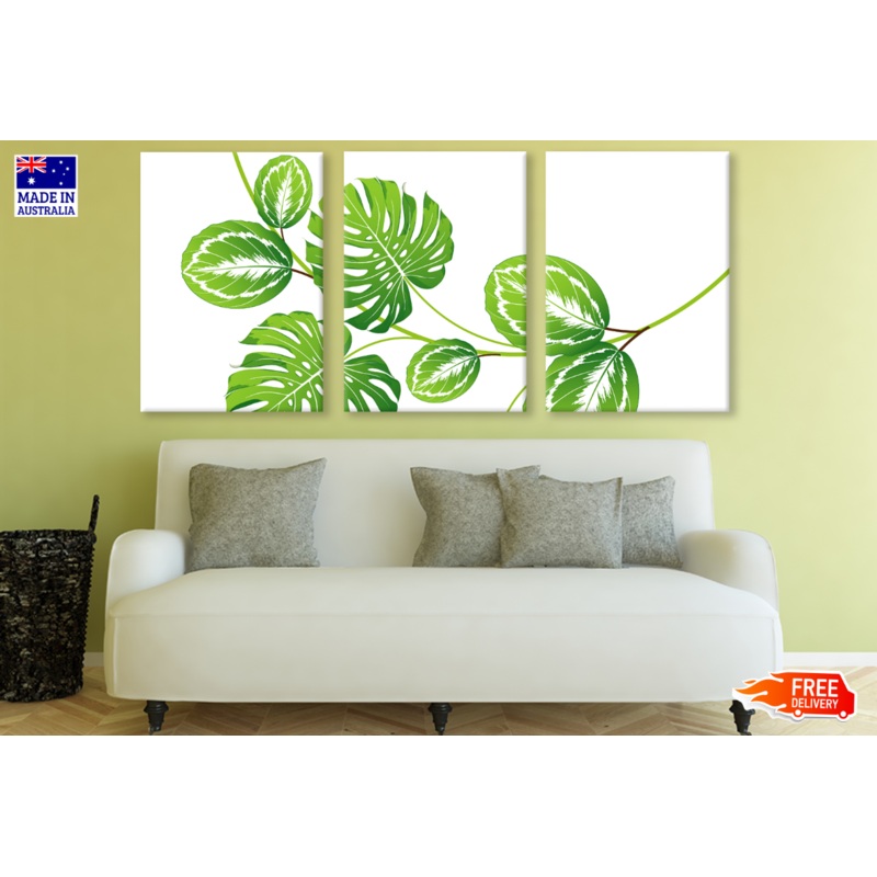 3 Set of Leaves Painting Design High Quality print 100% Australian made wall Canvas ready to hang