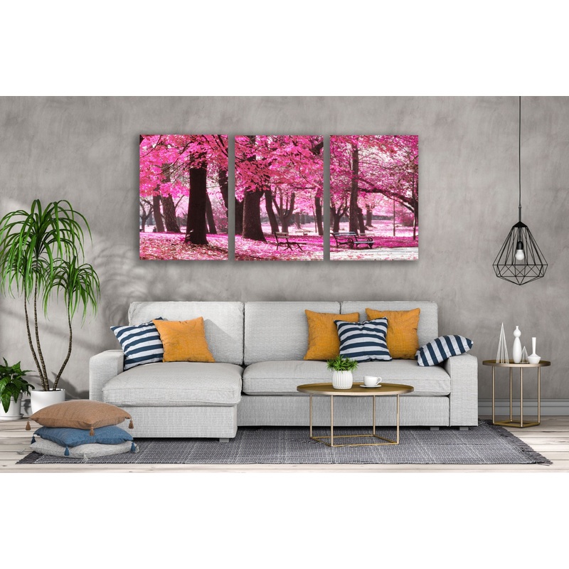 3 Set of Pink Leaves Tree Park Photograph High Quality Print 100% Australian Made Wall Canvas Ready to Hang