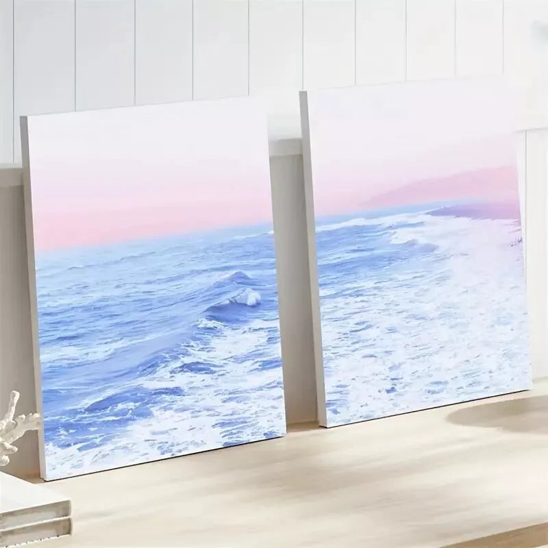 2pcs Coastal Bohemian Beach Wave Framed 50x75cm - High Quality Print 100% Australian Made Wall Canvas Ready to Hang