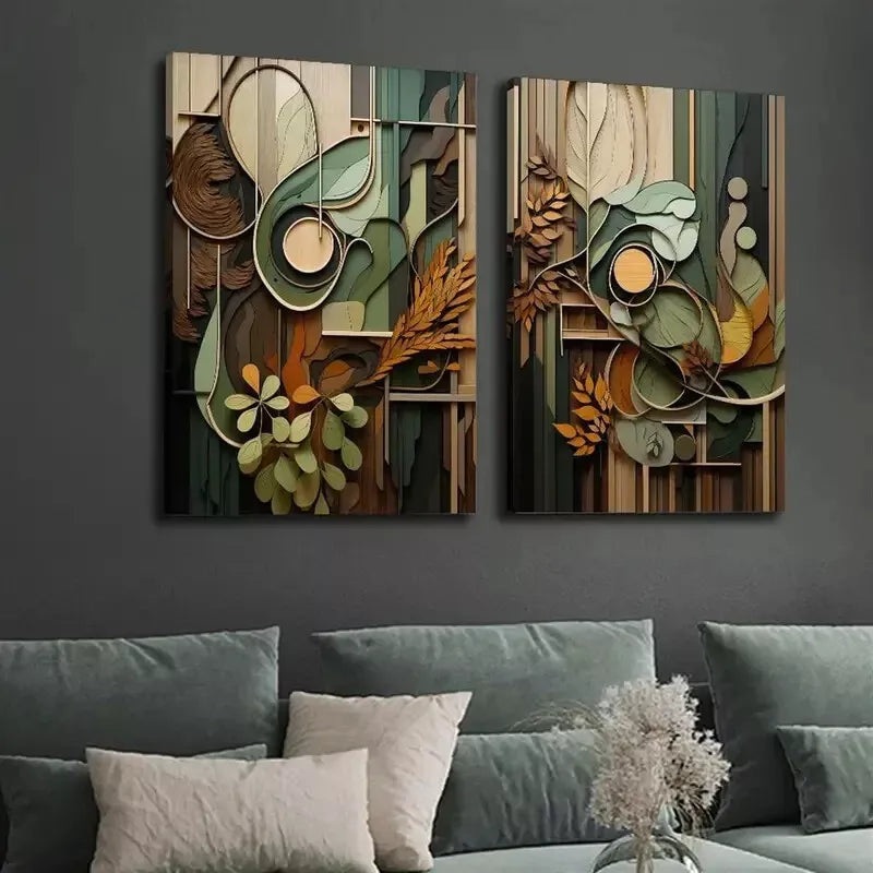 2pcs Decorative Painting, Earthy And Neutral Colors Canvas Framed 50x75cm - High Quality Print 100% Australian Made Wall Canvas Ready to Hang