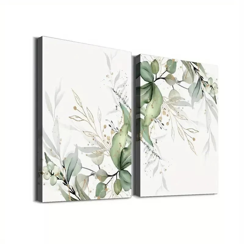 2pcs Set Modern Minimalist Leaf Botanical Framed 50x75cm - High Quality Print 100% Australian Made Wall Canvas Ready to Hang