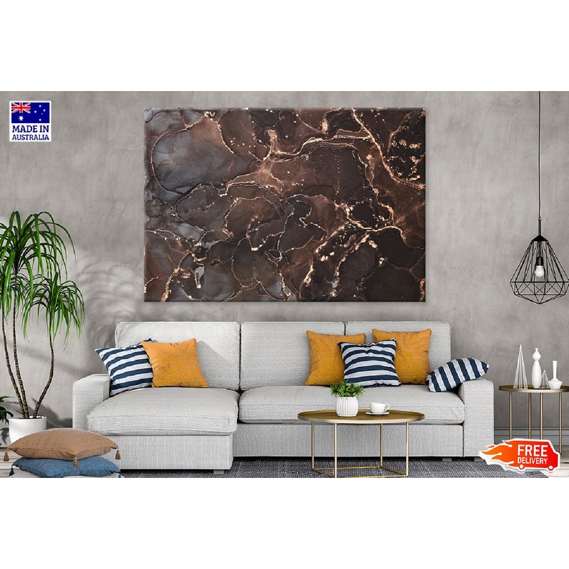 Black Brown & Gold Fluid Abstract Design Print 100% Australian Made