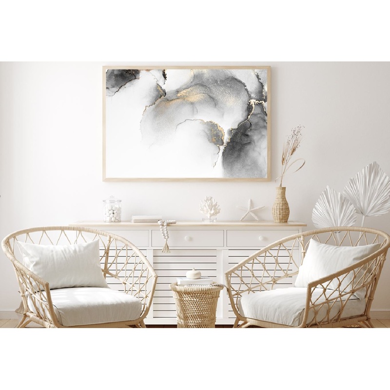 Black & Gold Abstract Fluid Design Home Decor Premium Quality Poster Print Choose Your Sizes