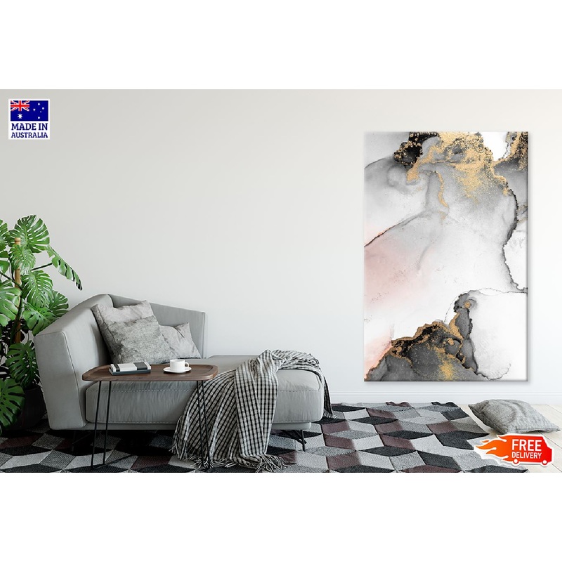 Black & Gold Liquid Ink Abstract Design Print 100% Australian Made