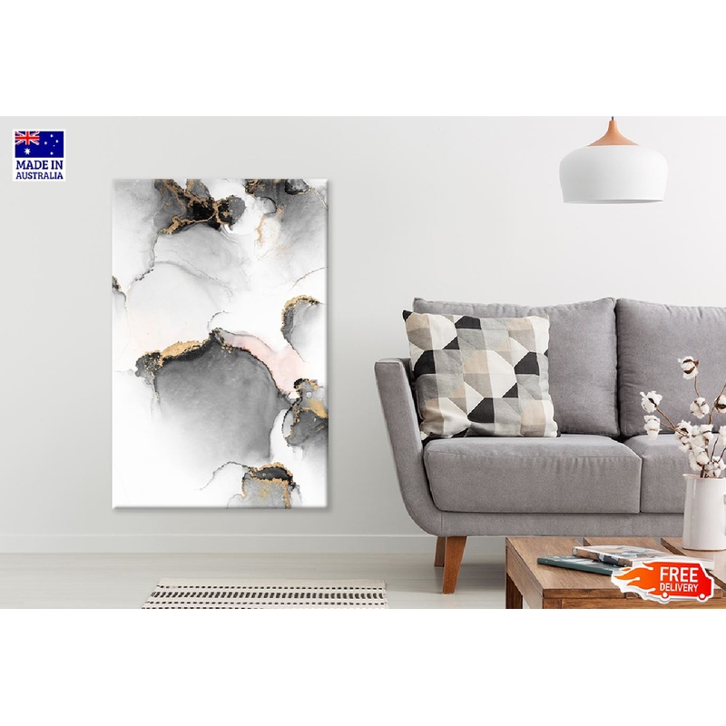 Black & Gold Marble Liquid Ink Abstract Design Print 100% Australian Made