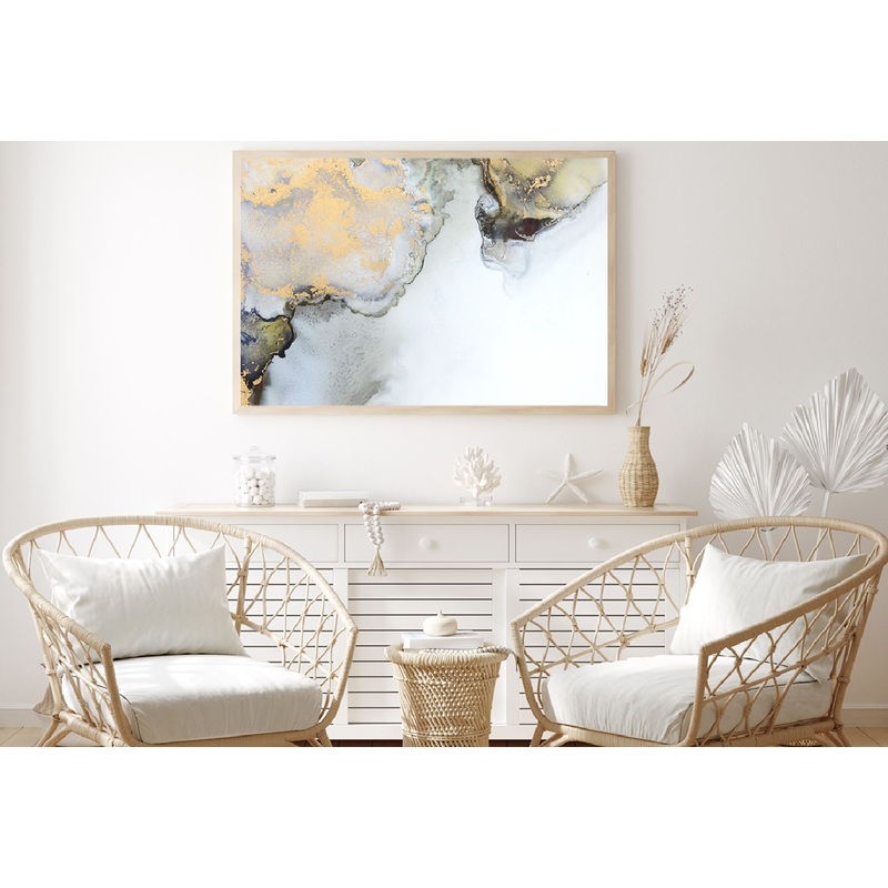 Black Grey & Gold Fluid Abstract Design Home Decor Premium Quality Poster Print Choose Your Sizes
