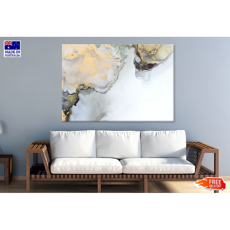 Black Grey & Gold Fluid Abstract Design Print 100% Australian Made