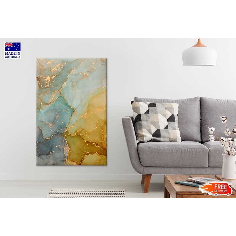 Blue & Gold Texture Abstract Design Print 100% Australian Made