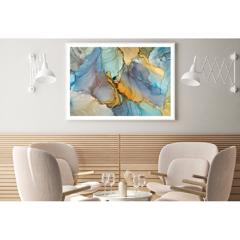 Blue Green & Gold Abstract Design Home Decor Premium Quality Poster Print Choose Your Sizes