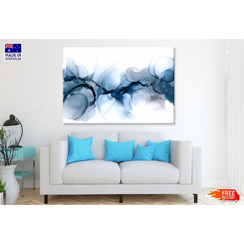 Blue Ink Abstract Abstract Fluid Design Print 100% Australian Made