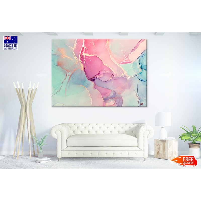 Blue Pink & Gold Abstract Design Print 100% Australian Made
