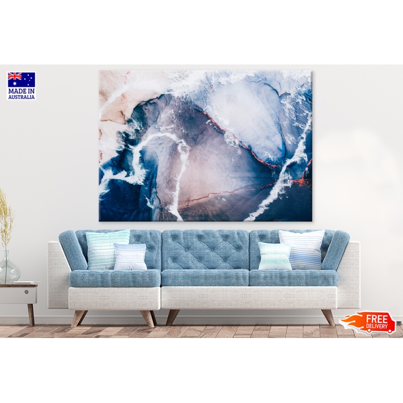 Blue White & Pink Abstract Design Print 100% Australian Made