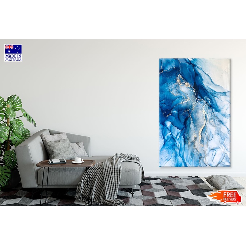 Blue & White Texture Abstract Design Print 100% Australian Made