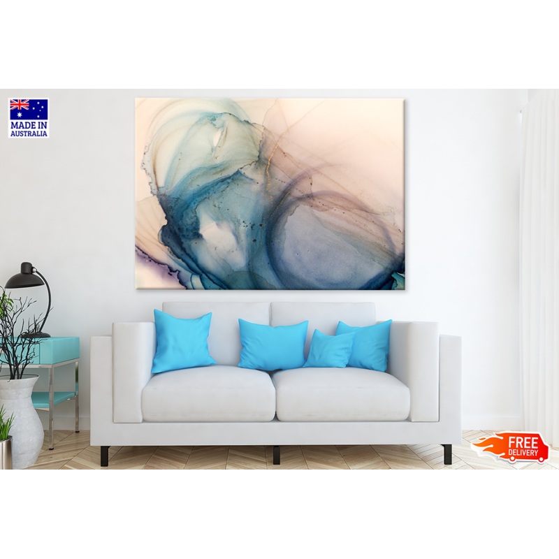 Brown Blue & Gold Abstract Design Print 100% Australian Made