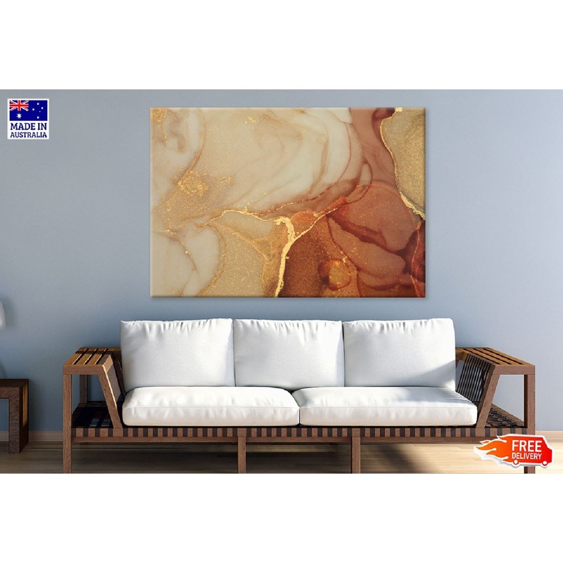 Brown & Gold Abstract Fluid Design Print 100% Australian Made