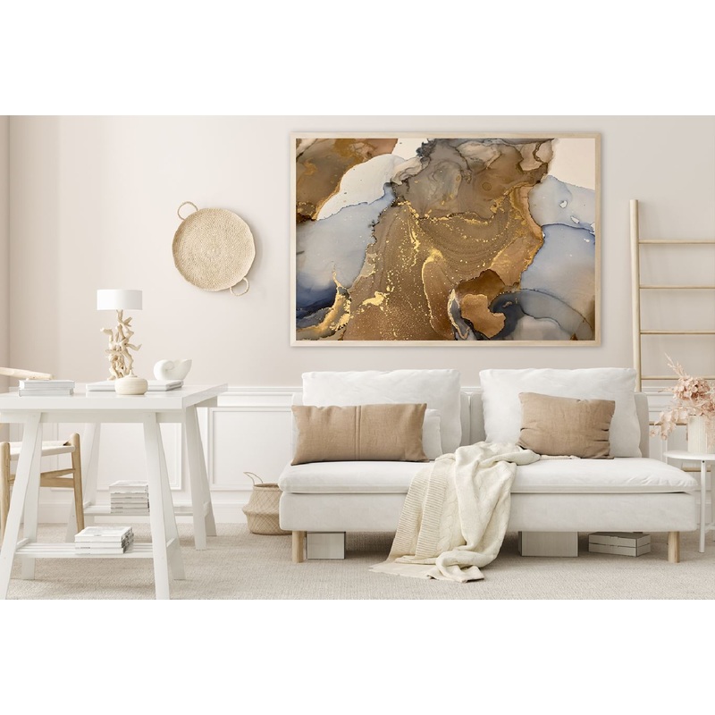 Brown Gold & Blue Abstract Design Home Decor Premium Quality Poster Print Choose Your Sizes