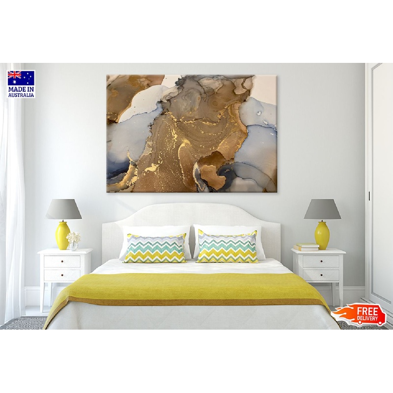 Brown Gold & Blue Abstract Design Print 100% Australian Made