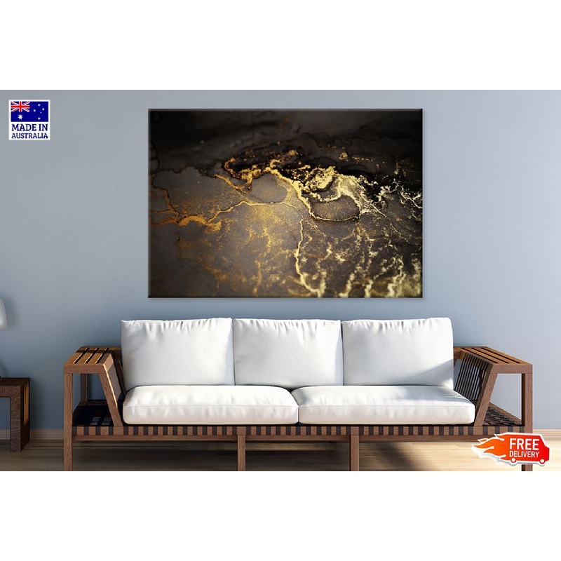 Brown & Gold Marble Abstract Design Print 100% Australian Made