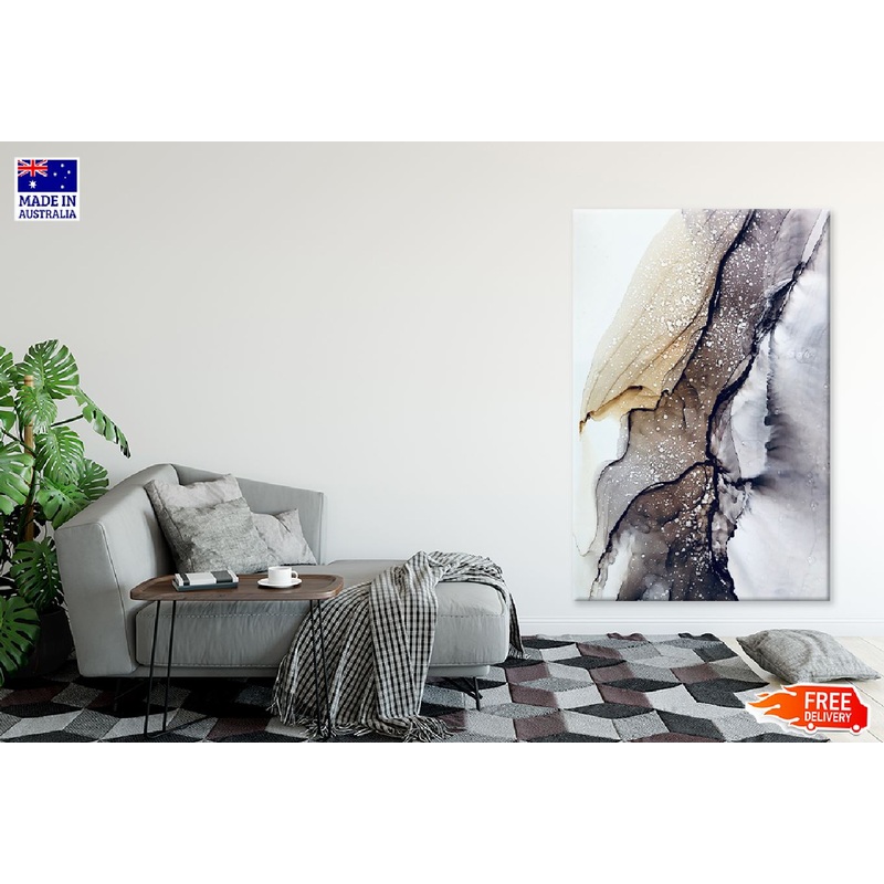 Brown & Grey Ink Pattern Abstract Design Print 100% Australian Made