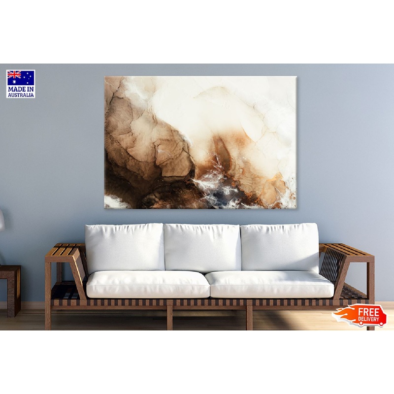 Brown & White Abstract Design Print 100% Australian Made