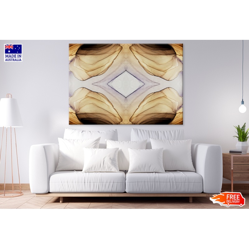 Brown Yellow & White Abstract Design Print 100% Australian Made