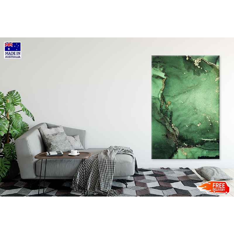 Dark Green & Gold Abstract Design Print 100% Australian Made