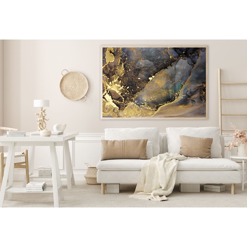 Gold Spray & Black Abstract Design Home Decor Premium Quality Poster Print Choose Your Sizes