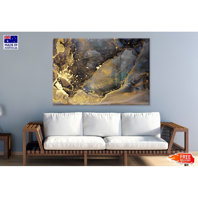 Gold Spray & Black Abstract Design Print 100% Australian Made