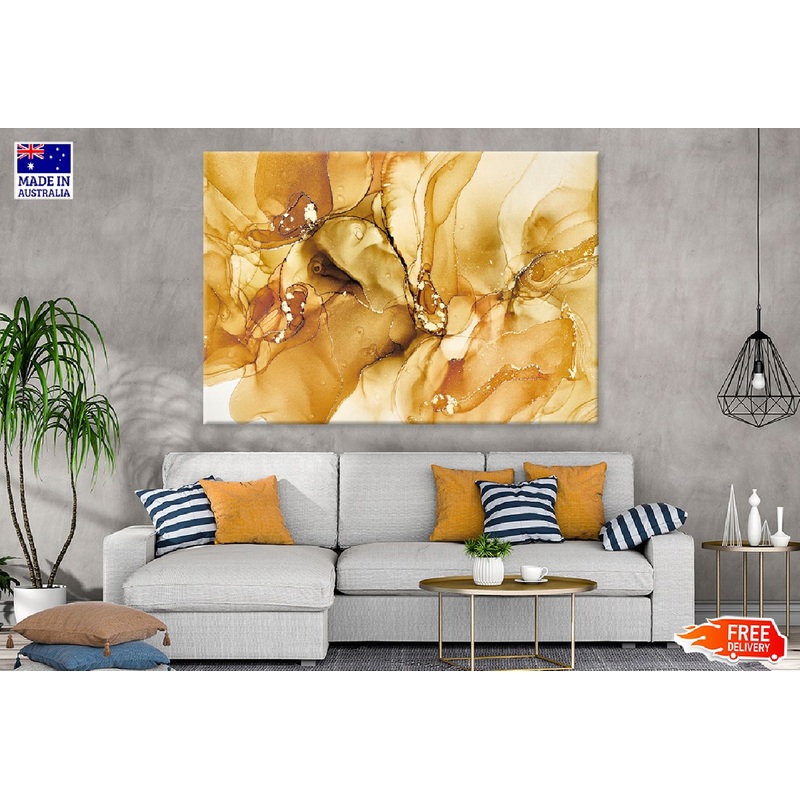 Golden Marble Texture Abstract Design Print 100% Australian Made