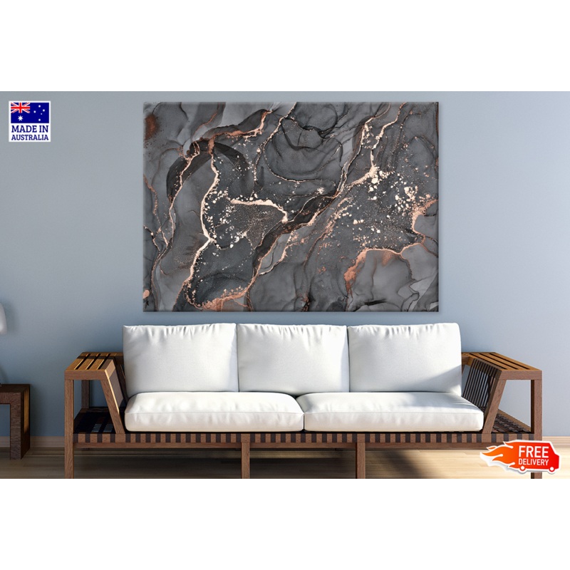 Gray & Gold Abstract Design Print 100% Australian Made