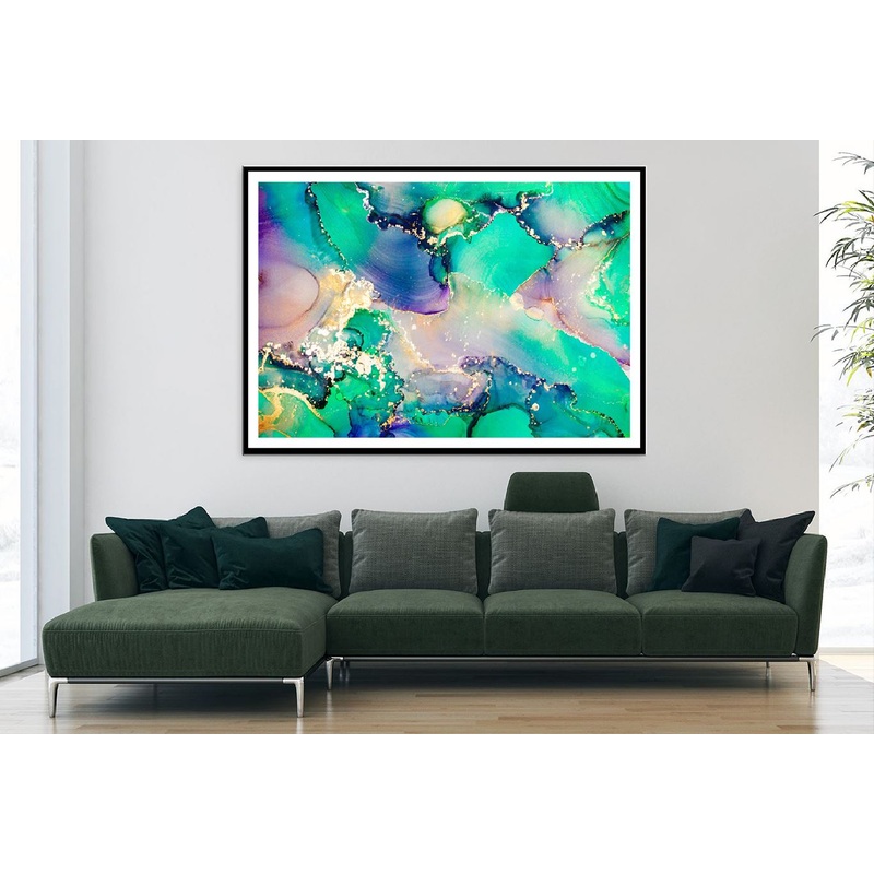 Green Blue & Gold Abstract Design Home Decor Premium Quality Poster Print Choose Your Sizes