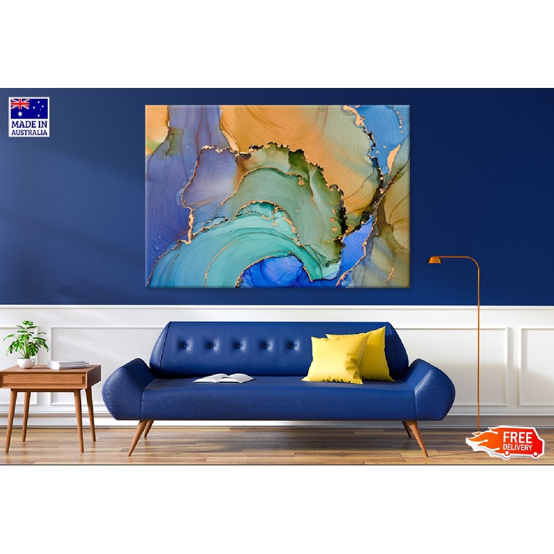 Green Blue & Orange Abstract Design Print 100% Australian Made